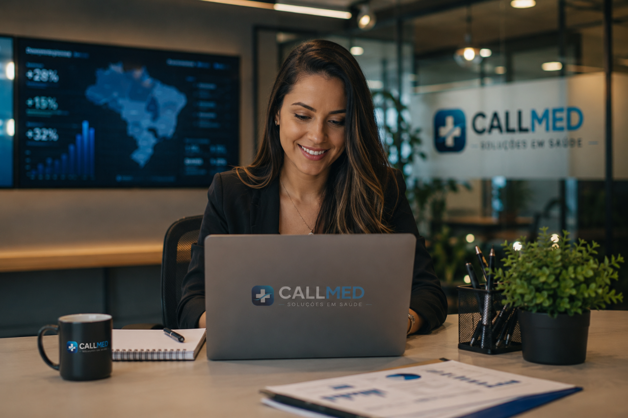 Equipe CALLMED em ambiente corporativo moderno